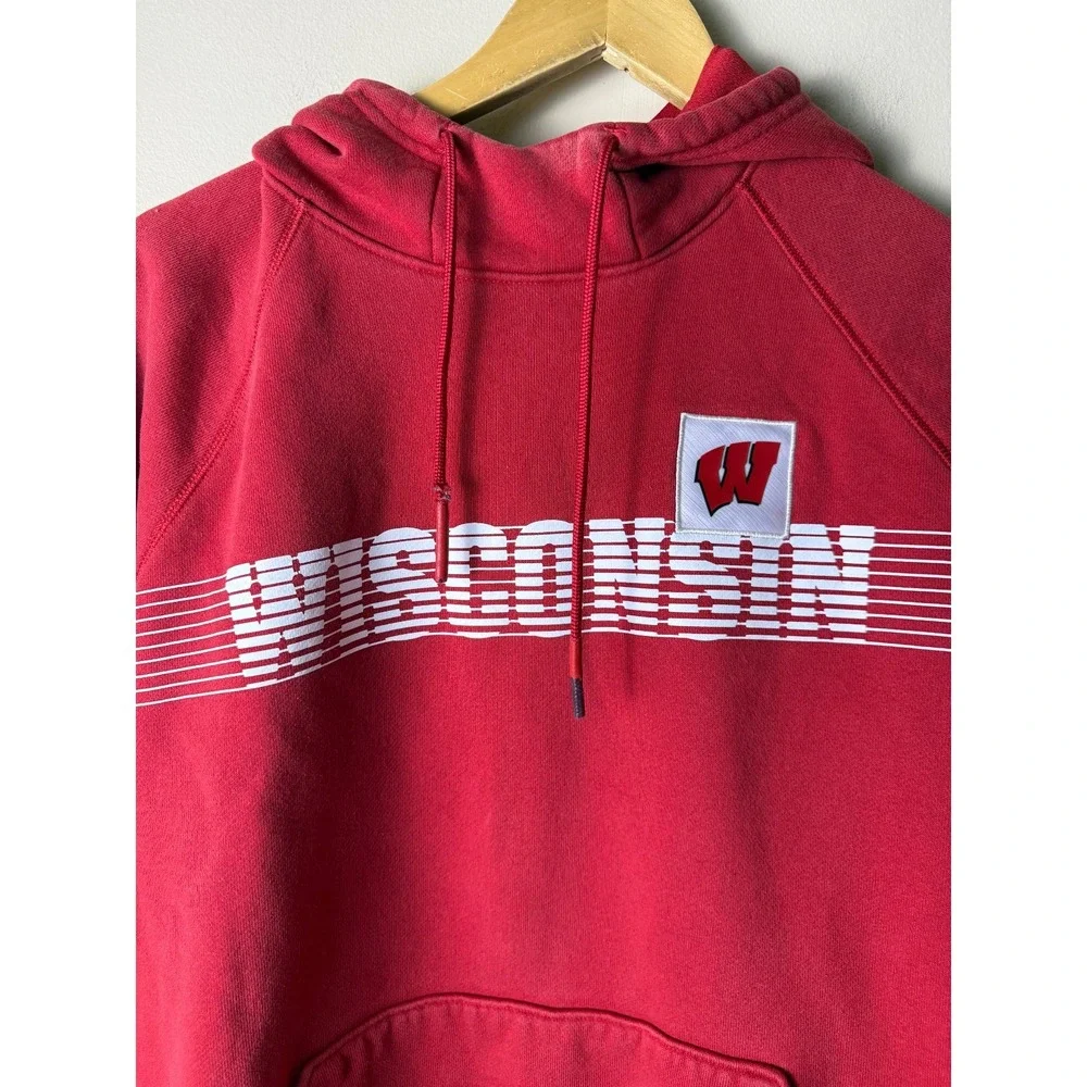 Under Armour Wisconsin Badgers NCAA Pullover Hoodie Sweatshirt Mens L Red